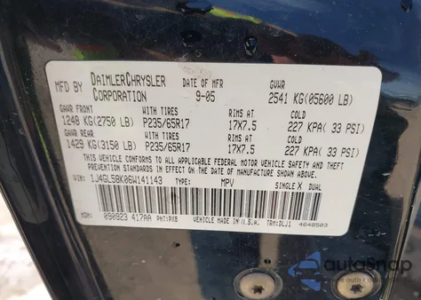 2006 Jeep Liberty Limited Edition z USA, uszkodzony, nr VIN 1J4GL58K06W141143